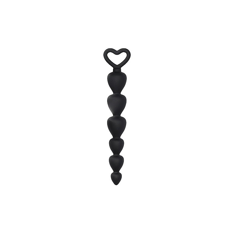 Kulki analne Silicone Anal Beads Black - silikonowe, 6 stopniowanych kul, długość wprowadzania 14,8 cm - 1