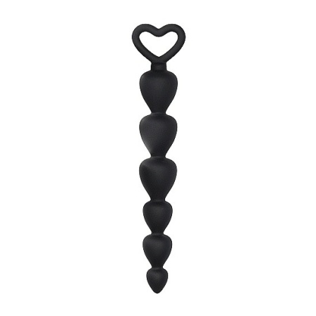 Kulki analne Silicone Anal Beads Black - silikonowe, 6 stopniowanych kul, długość wprowadzania 14,8 cm - 1