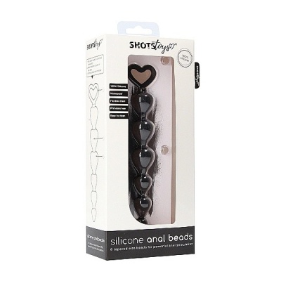 Kulki analne Silicone Anal Beads Black - silikonowe, 6 stopniowanych kul, długość wprowadzania 14,8 cm - 1 2