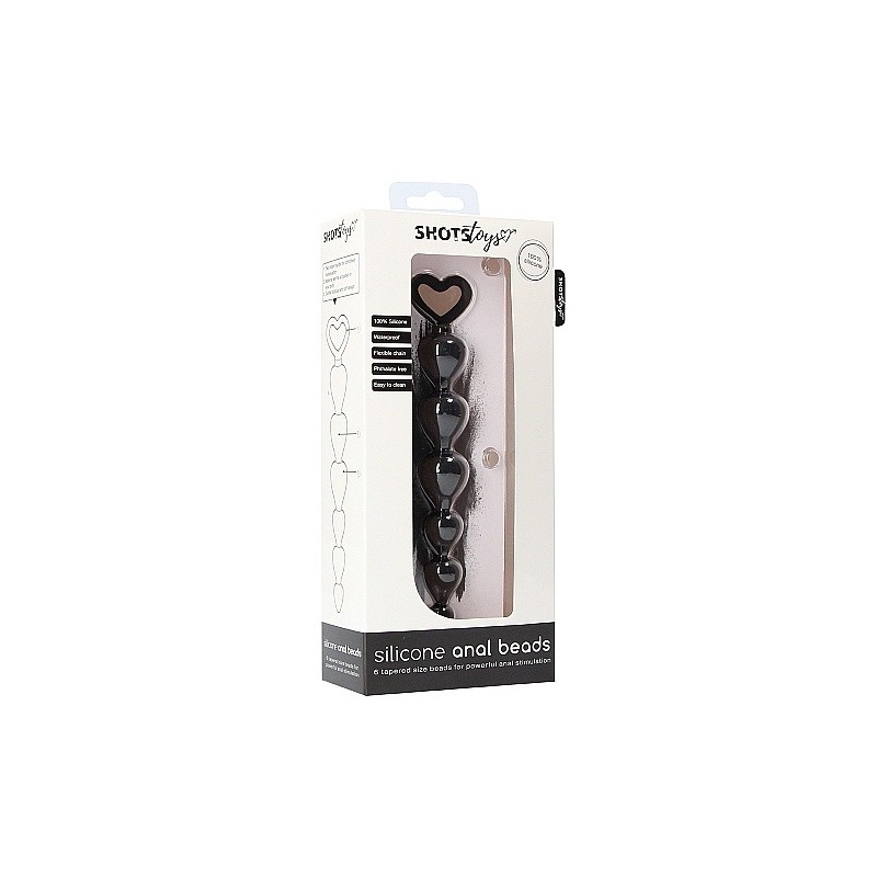 Kulki analne Silicone Anal Beads Black - silikonowe, 6 stopniowanych kul, długość wprowadzania 14,8 cm - 2
