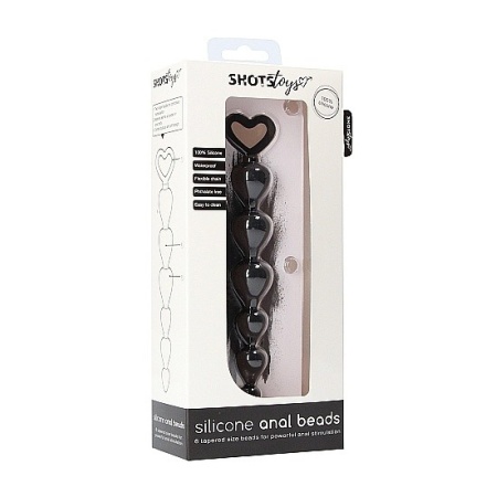 Kulki analne Silicone Anal Beads Black - silikonowe, 6 stopniowanych kul, długość wprowadzania 14,8 cm - 2