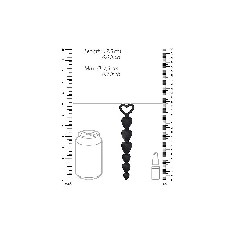 Kulki analne Silicone Anal Beads Black - silikonowe, 6 stopniowanych kul, długość wprowadzania 14,8 cm - 3