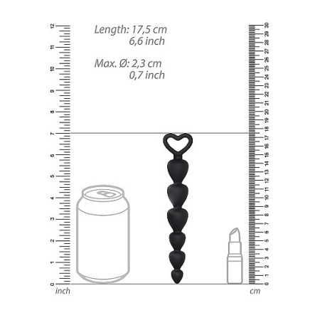 Kulki analne Silicone Anal Beads Black - silikonowe, 6 stopniowanych kul, długość wprowadzania 14,8 cm - 3