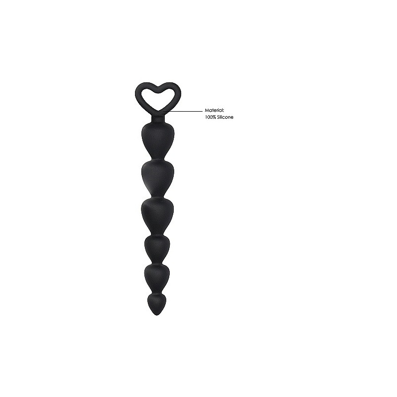 Kulki analne Silicone Anal Beads Black - silikonowe, 6 stopniowanych kul, długość wprowadzania 14,8 cm - 5
