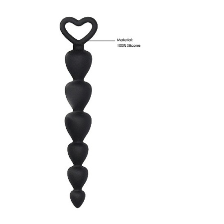 Kulki analne Silicone Anal Beads Black - silikonowe, 6 stopniowanych kul, długość wprowadzania 14,8 cm - 5