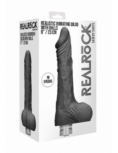 Realistyczny wibrator Dildo With Balls - Black 23 cm - Wibratory Realistyczne - 1 2