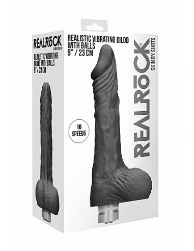 Realistyczny wibrator Dildo With Balls - Black 23 cm - Wibratory Realistyczne - 2