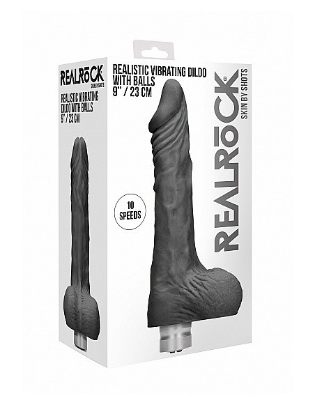 Realistyczny wibrator Dildo With Balls - Black 23 cm - Wibratory Realistyczne - 2