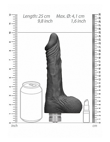 Realistyczny wibrator Dildo With Balls - Black 23 cm - Wibratory Realistyczne - 5