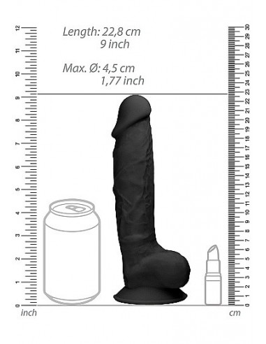 Realistyczne Dildo Silicone With Balls - 22,8 Cm - Black - Dilda realistyczne - 9