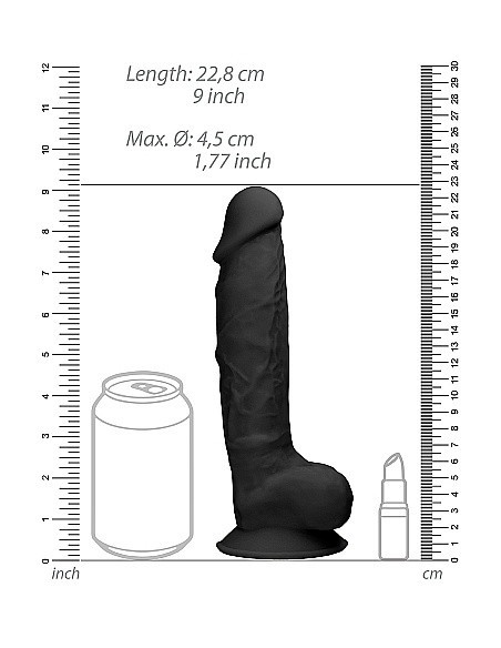 Realistyczne Dildo Silicone With Balls - 22,8 Cm - Black - Dilda realistyczne - 9