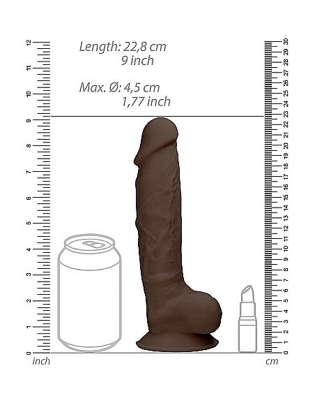 Realistyczne Dildo Silicone With Balls - 22,8 Cm - Brown - Dilda realistyczne - 9