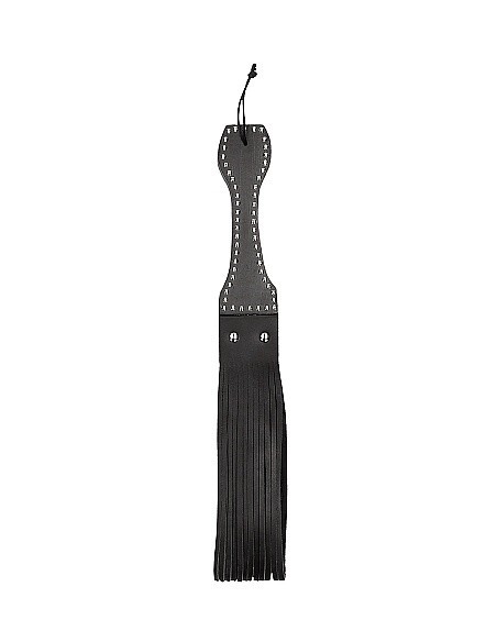 Packa do klapsów Wooden Handle Belt Whip Flogger Leather - Black - Baty, pejcze i packi - 1