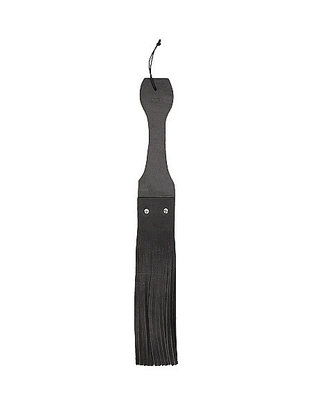 Packa do klapsów Wooden Handle Belt Whip Flogger Leather - Black - Baty, pejcze i packi - 4