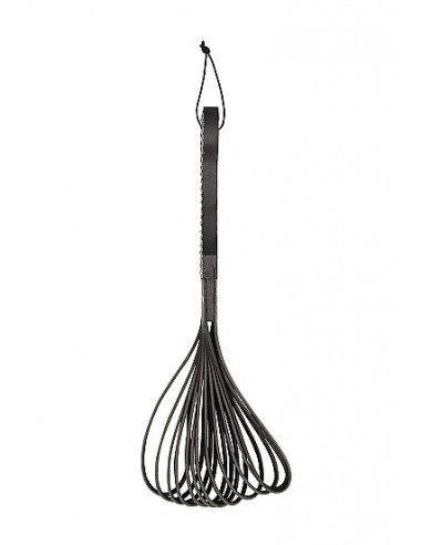 Packa do klapsów Wooden Handle Belt Whip Flogger Leather - Black - Baty, pejcze i packi - 6