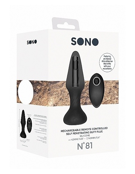 Wibrujący korek analny NO. 81 - Rechargeable Remote Controlled Self Penetrating Butt Pl - Kulki i korki analne wibrujące - 2