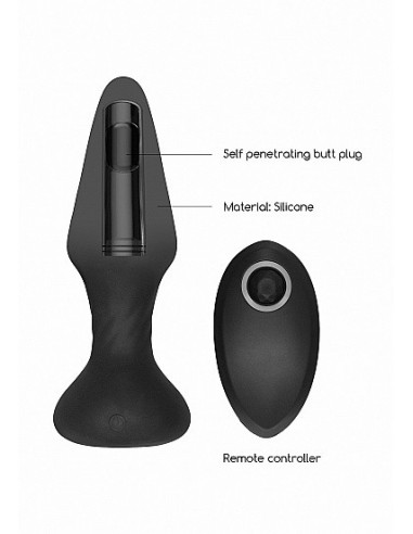 Wibrujący korek analny NO. 81 - Rechargeable Remote Controlled Self Penetrating Butt Pl - Kulki i korki analne wibrujące - 12