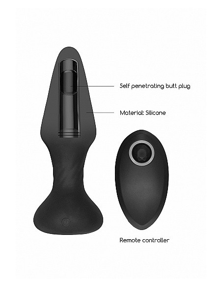Wibrujący korek analny NO. 81 - Rechargeable Remote Controlled Self Penetrating Butt Pl - Kulki i korki analne wibrujące - 12