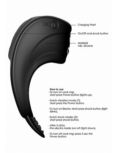 Pierścien erekcyjny wibrujący C-spot Massager - Czarny - Pierścienie erekcyjne wibrujące - 8