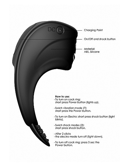 Pierścien erekcyjny wibrujący C-spot Massager - Czarny - Pierścienie erekcyjne wibrujące - 8