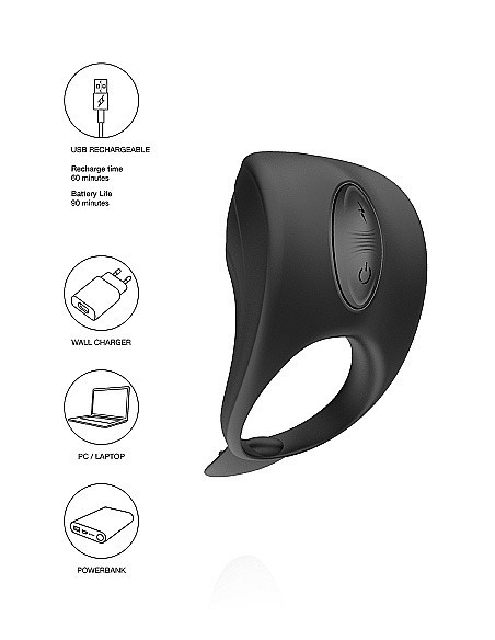 Pierścien erekcyjny wibrujący C-spot Massager - Czarny - Pierścienie erekcyjne wibrujące - 9