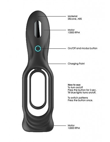Pierścien erekcyjny wibrujący N0. 88 Rechargeable Czarny - Pierścienie erekcyjne wibrujące - 9