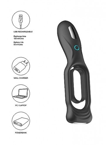 Pierścien erekcyjny wibrujący N0. 88 Rechargeable Czarny - Pierścienie erekcyjne wibrujące - 10