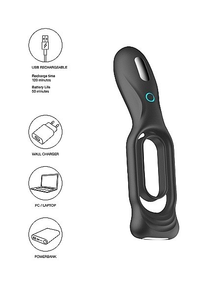 Pierścien erekcyjny wibrujący N0. 88 Rechargeable Czarny - Pierścienie erekcyjne wibrujące - 10