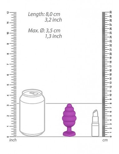 Korek analny Large Ribbed Diamond Heart Plug - Purple - Korki analne silikonowe - 3