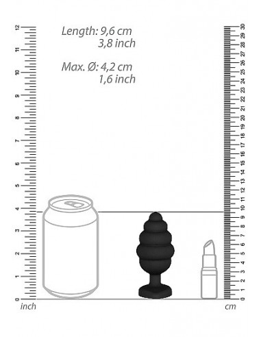 Korek analny Extra Large Ribbed Diamond Heart Plug - Black - Korki analne silikonowe - 3