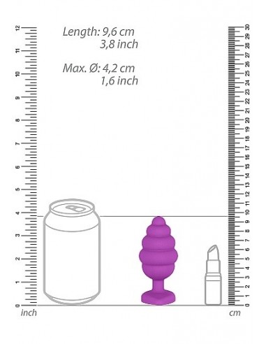 Korek analny Extra Large Ribbed Diamond Heart Plug - Purple - Korki analne silikonowe - 3