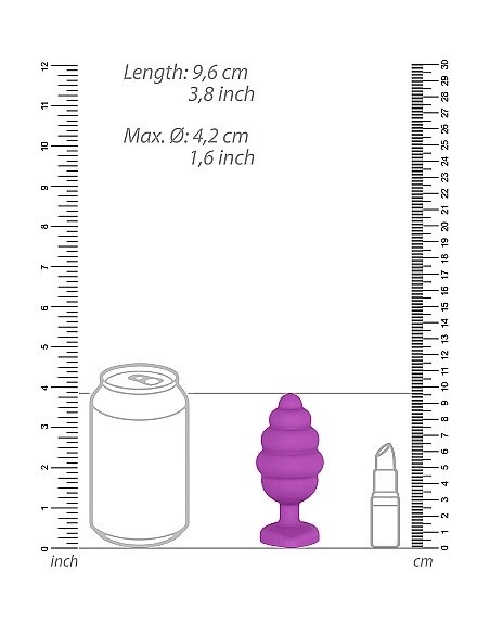 Korek analny Extra Large Ribbed Diamond Heart Plug - Purple - Korki analne silikonowe - 3