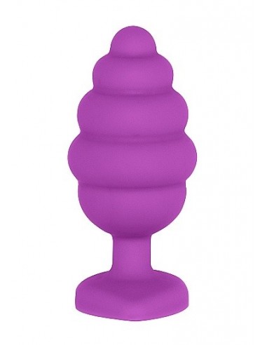 Korek analny Extra Large Ribbed Diamond Heart Plug - Purple - Korki analne silikonowe - 4