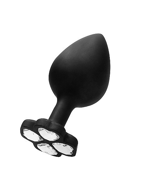 Korek analny Large Lucky Diamond Butt Plug - Black - Korki analne silikonowe - 1