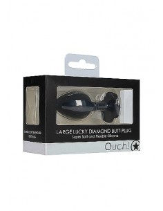 Korek analny Large Lucky Diamond Butt Plug - Black - Korki analne silikonowe - 1 2
