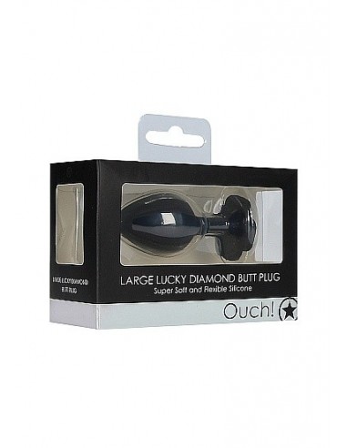Korek analny Large Lucky Diamond Butt Plug - Black - Korki analne silikonowe - 2