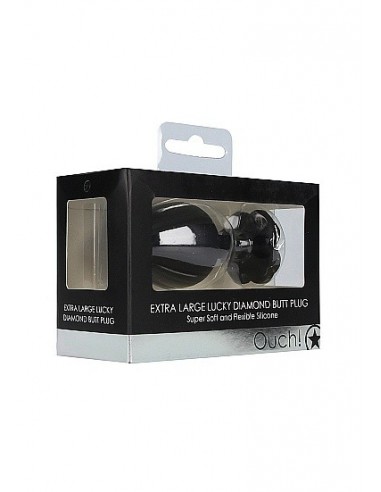 Korek analny Extra Large Lucky Diamond Butt Plug - Black - Korki analne silikonowe - 2