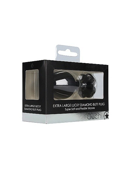 Korek analny Extra Large Lucky Diamond Butt Plug - Black - Korki analne silikonowe - 2
