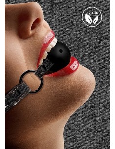 Knebel erotyczny Breathable Ball Gag - With Roughend Denim Straps - Black - Kneble do ust - 1 2