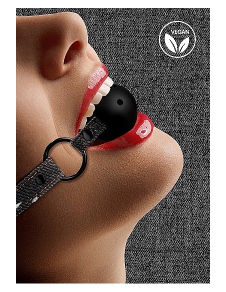Knebel erotyczny Breathable Ball Gag - With Roughend Denim Straps - Black - Kneble do ust - 2