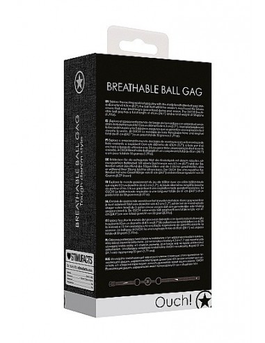 Knebel erotyczny Breathable Ball Gag - With Roughend Denim Straps - Black - Kneble do ust - 4