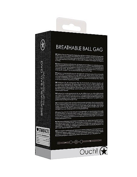 Knebel erotyczny Breathable Ball Gag - With Roughend Denim Straps - Black - Kneble do ust - 4