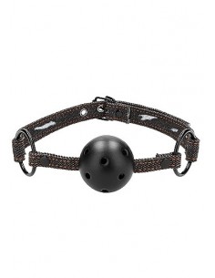Knebel erotyczny Breathable Ball Gag - With Roughend Denim Straps - Black - Kneble do ust - 1