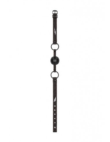 Knebel erotyczny Breathable Ball Gag - With Roughend Denim Straps - Black - Kneble do ust - 6