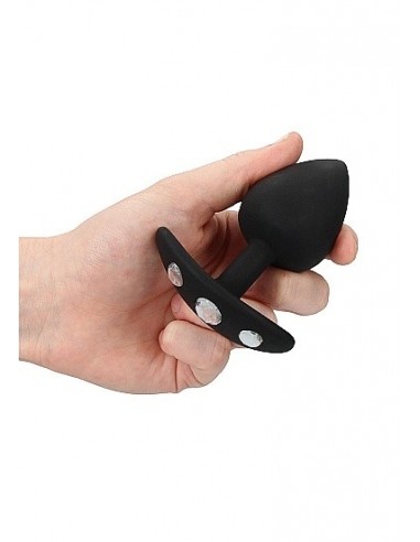 Zatyczka analna z uchwytem Extra Large Diamond Butt Plug With Handle - Black - Korki analne silikonowe - 5