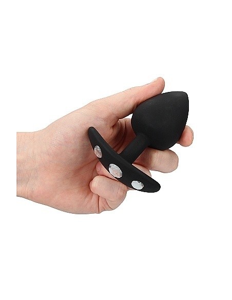 Zatyczka analna z uchwytem Extra Large Diamond Butt Plug With Handle - Black - Korki analne silikonowe - 5