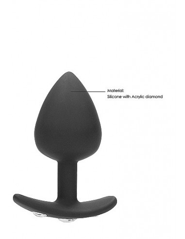 Zatyczka analna z uchwytem Extra Large Diamond Butt Plug With Handle - Black - Korki analne silikonowe - 7