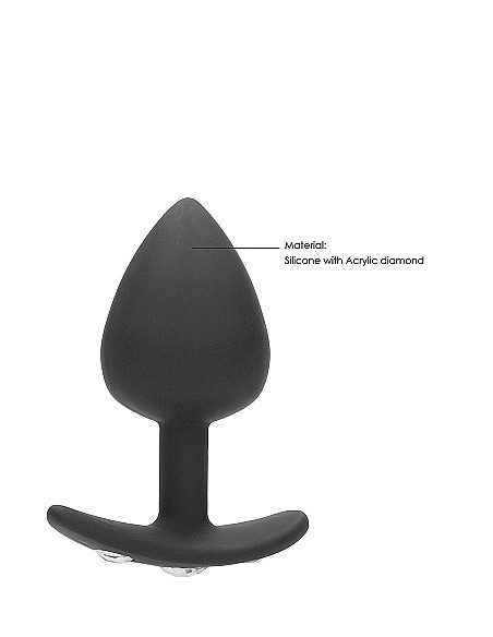 Zatyczka analna z uchwytem Extra Large Diamond Butt Plug With Handle - Black - Korki analne silikonowe - 7