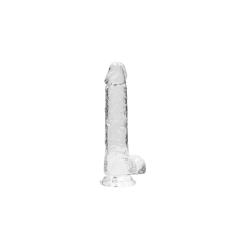 Dildo realistyczne z jądrami REALROCK CRYSTAL CLEAR - przezroczyste, z przyssawką, 21 cm - 3