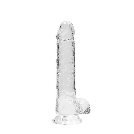 Dildo realistyczne z jądrami REALROCK CRYSTAL CLEAR - przezroczyste, z przyssawką, 21 cm - 3